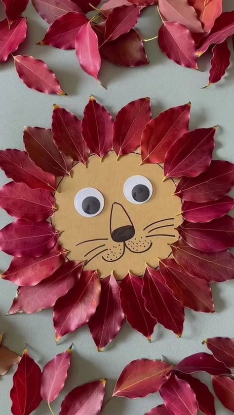 Fun Fall Crafts For Kids, Høstaktiviteter For Barn, Lion Craft, Fun Fall Crafts, Fall Arts And Crafts, Toddler Arts And Crafts, Preschool Art Activities, Aktivitas Montessori, Leaf Crafts