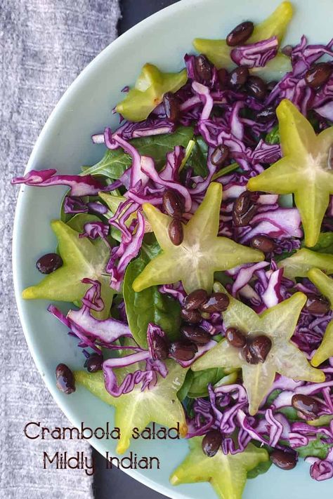 starfruit salad Carambola Recipes, Starfruit Recipes, Star Fruit Recipes, Easiest Recipes, Seasoned Veggies, Rainbow Salad, Beautiful Stars, White Bean Salad, Sour Fruit