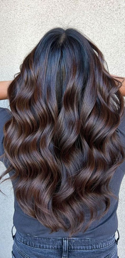 Fall Hair Colors Black Hair, Hair Color Ideas With Red, Fall/winter Hair, Dark Brown Fall Hair, Dark Fall Hair Color For Brunettes, Winter Hair Color For Brunettes, Hair Color Ideas For Autumn, Hair Color 2022, Natural Hair Fall