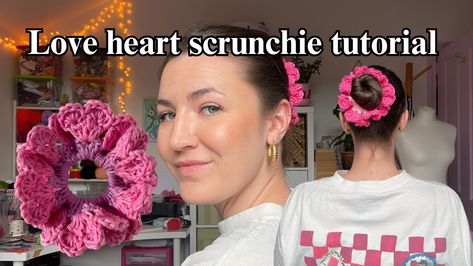 Realm Designs, Scrunchie Crochet, Crochet Patterns Free Beginner, Crochet Hair Accessories, Valentines Crochet, Crochet Business, Crochet Heart, Crochet Baby Hats, Diy Hair Accessories