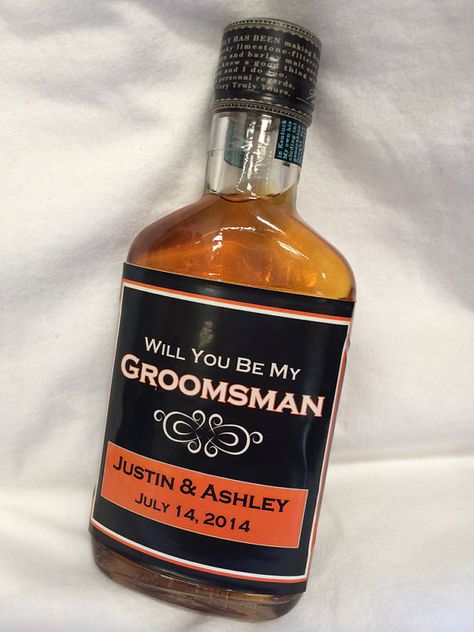 Will You Be My Groomsman Wedding Liquor Bottle by DesignThatSign Wedding Secrets, Renewing Vows, Liquor Bottle Labels, Be My Groomsman, Bridesmaid Ideas, Liquor Bottle, Liquor Bottles, Jack Daniels Whiskey Bottle, Bourbon Whiskey