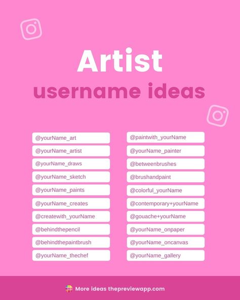 Name In Tiktok Ideas, Instagram Id For Artist, Makeup Artist Usernames For Instagram, Insta Drawing Page Name Ideas, Words To Add To Your Username, Cute Couple Username Ideas, Business Usernames For Instagram, Best Ig Username Ideas, Aesthetic Art Names For Instagram