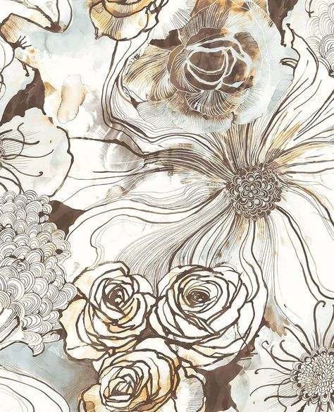 NextWall Harry & Grace Ink Rose Abstract Floral Peel and Stick Wallpaper (Mocha & Blue Mist) - Amazon.com Drops Patterns, Commercial Wallpaper, Grasscloth Wallpaper, Rose Wallpaper, Burke Decor, Robins, Abstract Wallpaper, Wallpaper Samples, Wallpaper Roll