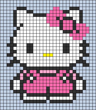 Alpha pattern #170858 | BraceletBook Hello Kitty Bead Pattern, Hello Kitty Grid, Hello Kitty Alpha Pattern, Hello Kitty Pixel Art, Checkered Paper, Pixel Grid, Hello Kitty Blanket, Hello Kitty Crochet, Easy Pixel Art