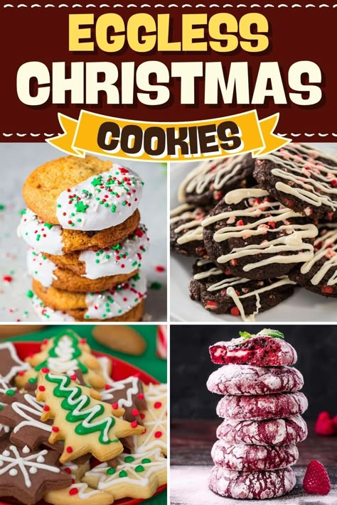 Egg Free Roll Out Cookies, Egg Free Cookies Christmas, Christmas Cookies Eggless, No Egg Christmas Cookies, Eggless Christmas Baking, Egg And Dairy Free Cookies, Christmas Cookies No Eggs, Egg Free Christmas Desserts, Eggless Christmas Desserts