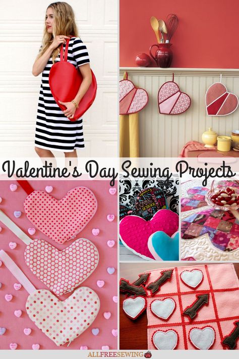 46 Valentine's Day Sewing Projects Valentines Sewing Projects, Valentines Sewing, Valentines Coasters, Valentine Fabric, February Ideas, Heart Quilt Pattern, Valentine's Ideas, Sewing Projects Free, Valentines Patterns