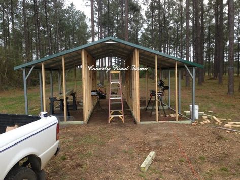 Carport coops and barns starting at $695.... only 10% Down Payment! | BackYard Chickens Carport House, Diy Pole Barn, Pallet Deck, Small Shed, Goat Shelter, Diy Horse Barn, Carport Sheds, Barn Stalls, Steel Carports