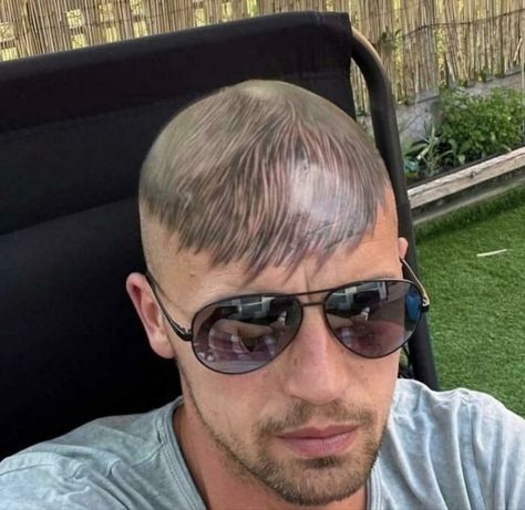 Why Get A Haircut When You Can Get This? Hilarious Tattoos, Michael Jackson Tattoo, Good First Tattoos, Terrible Haircuts, Really Bad Tattoos, Terrible Tattoos, Laugh Now Cry Later, Spider Web Tattoo, Bad Haircut