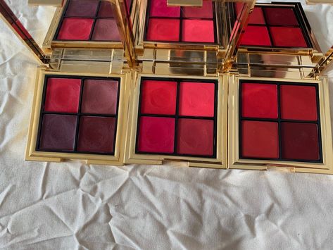 Rouje Lip Palettes | Signature, Chaleur Rouje Palette, Rouje Lip Palette, Clio Pro Eye Palette Picnic By The Sunset, Rouje Style, Rouje Paris Makeup, Red Aesthetic Makeup Products, Bold Lipstick Makeup, Rouje Paris Campaign, Red Eyeshadow Palette