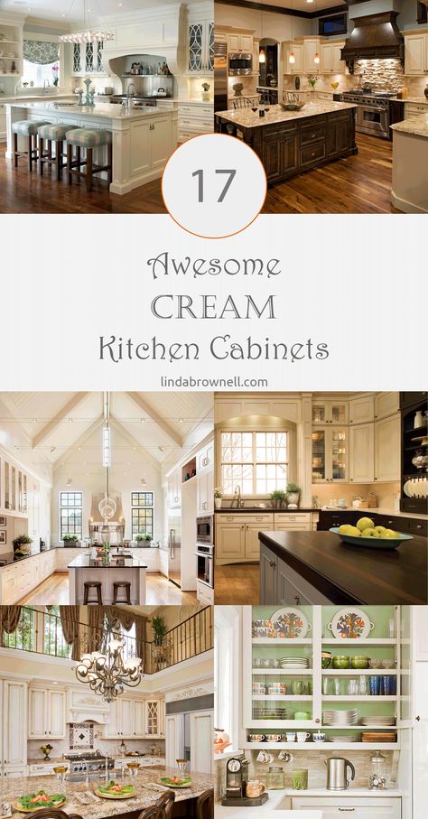 17 Most Fabulous Cream Kitchen Cabinets Designs You Must Know – JimenezPhoto Black And Cream Kitchen, Cream And White Kitchen, Kitchen Cabinets Designs, Cream Kitchen Cabinets, Two Tone Kitchen Cabinets, Cream Cabinets, Kitchen Island With Sink, White Granite Countertops, Cream Kitchen