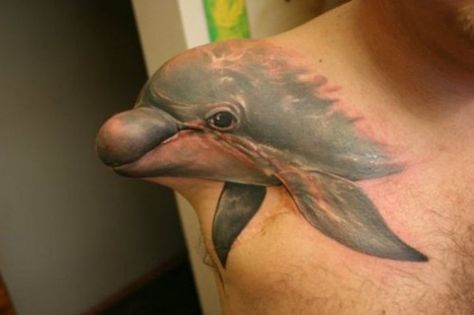 The 8 Most Amazing 3-D Tattoos You Will Ever See | Intent Blog Tato 3d, Tatoo 3d, Dolphin Tattoo, Realistisches Tattoo, Tattoo Band, Dolphins Tattoo, Bad Tattoos, 3d Tattoos, 3d Tattoo