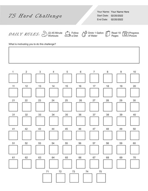 75 Hard Challenge Worksheet PDF Template Challenge For Teens, Existential Therapy, Couples Therapy Worksheets, Anger Management Worksheets, 75 Hard Challenge, Self Esteem Worksheets, Distress Tolerance, Behavior Therapy, 75 Hard