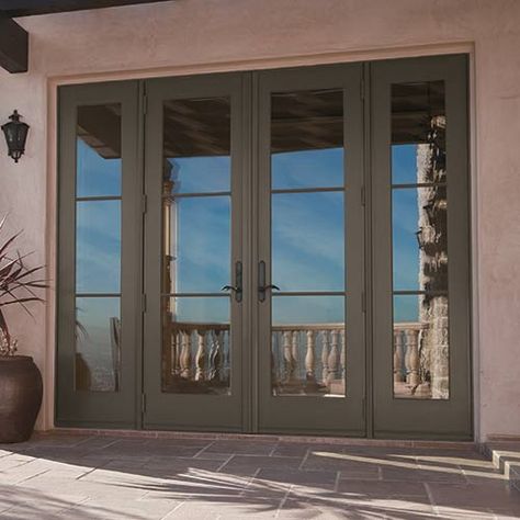 patio door French Doors With Side Windows, French Doors With Sidelights, French Doors Patio Exterior, Andersen Doors, Exterior Patio Doors, French Entry Doors, Double Patio Doors, Hinged Patio Doors, External French Doors