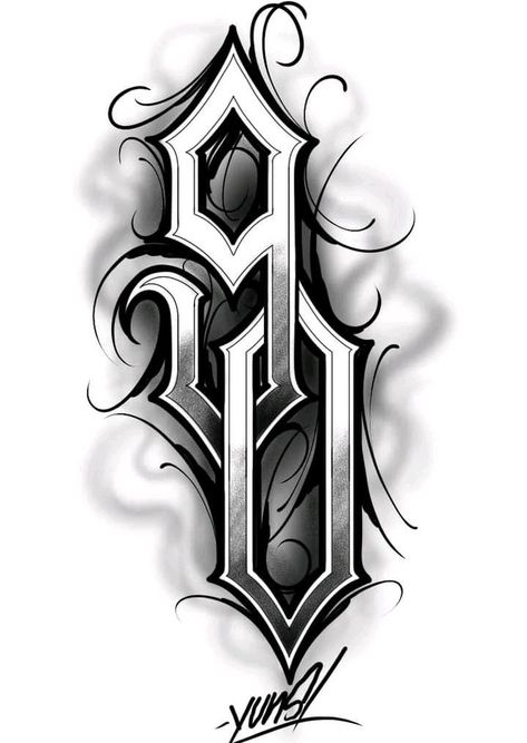 Lettering Tattoo Designs Alphabet, 1990 Tattoo Number Design, Xiv Tattoo, Lettering Numbers Tattoo, Leterings Tattoo, Chicano Flash Art, Chicano Numbers, Number 2 Tattoo, Numeros Tattoo