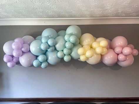 Pastel Color Balloon Garland, Pastel Rainbow Balloon Garland, Mini Balloon Arch, Balloon Arch Pastel, Pastel Birthday Party Decorations, Pastel Rainbow Balloons, Pastel Balloon Arch, Mini Balloon Garland, Pastel Garland