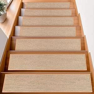 Natural Linen Stair Treads for Wooden Steps Indoor,8" X 30" (15 in Pack) Carpet Stair Treads for Wood Stairs, Machine Washable Stair Runners for Kids Elders and Pets,Beige Nonslip Stair Treads, Wooden Steps Indoor, Steps Indoor, Carpet Stair Treads, Wooden Steps, Wood Stairs, Stair Runners, Stair Runner, Stair Treads