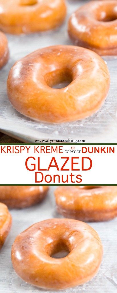 krispy-lreme-dunkin-donuts-copycat-glazed-donut-recipe-alyonascooking- Fluffy Donut Recipe, Dunkin Donuts Recipe, Dunkin' Donuts, Glazed Donuts Recipe, Donut Glaze Recipes, Donuts Dunkin, Donuts Glazed, Homemade Donuts Recipe, Homemade Doughnuts