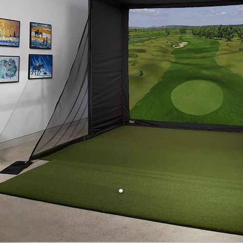 Garage Golf Simulator, Diy Golf Net, Diy Golf Simulator, Golf Impact Screen, Indoor Golf Simulator, Home Golf Simulator, Diy Golf, Impact Screen, Golf Simulator Room