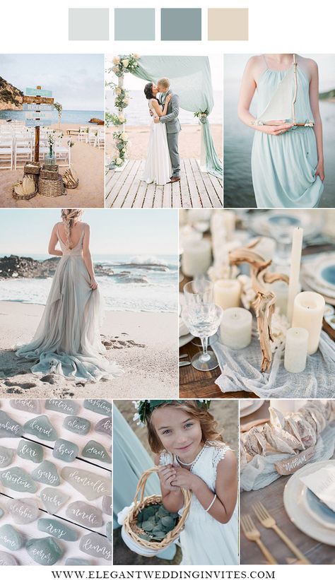 Beach Wedding Color Schemes, Coastal Wedding Colors, Beach Wedding Color Palette, Beach Wedding Colors Schemes, Sea Glass Wedding, Small Beach Weddings, Blue Beach Wedding, Beach Wedding Attire, Dream Beach Wedding