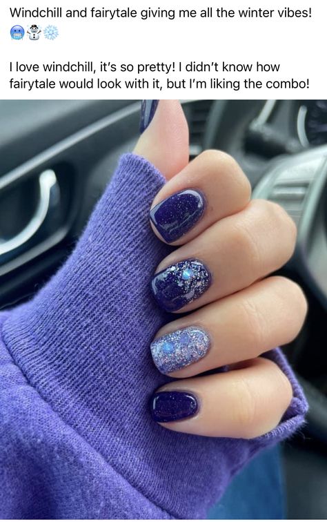 Galaxy Dip Nails, Glamrdip Nail Ideas, Blue Dip Nail Designs, Blue Winter Nails Short, Dark Dip Nails, January Gel Nails, Fun Winter Nails, Mani Inspiration, Reflective Nails