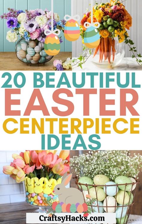 Peeps Centerpiece Easter, Easy Easter Centerpieces Diy, Diy Easter Centerpieces, Easter Inspiration Decor, Easter Centerpieces Diy, Easter Table Centerpieces, Easter Centerpiece Ideas, Holidays Crafts, Easter Floral Arrangement