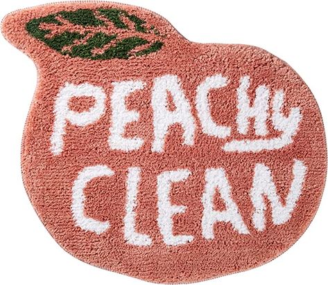 Non Slip and Absorbent Shower Rug - Machine Washable - Funny and Cute Coral Rug Idea Peachy Clean Bath Mat, Peachy Clean, Unique Bath Mats, Peach Bathroom, Coral Rug, Bath Or Shower, Shower Rug, Amazon Store, Shower Rugs