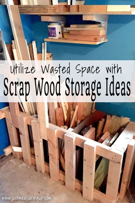 How to Build a Scrap Wood Storage Bin - Easy Garage Organization Tips Diy Scrap Wood Storage, Wood Storage Ideas, Scrap Wood Storage, Garage Wall Shelving, Diy Scrap Wood, Plan Garage, Garage Organization Tips, Garage Workshop Organization, Lumber Storage