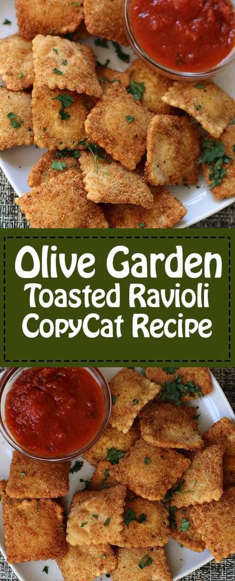 Copycat Recipes Olive Garden, Olive Garden Recipes, Toasted Ravioli, Ravioli Recipe, Copykat Recipes, Copycat Restaurant Recipes, Light Dinner, Pesto Sauce, Perfect Appetizers