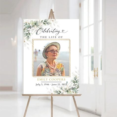 Greenery Funeral Welcome Sign, Memorial Welcome Sign, Celebration of Life Welcome Sign, Celebration of Life Poster, Eucalyptus, HB3 - Etsy Vietnam Life Poster, Celebration Of Life, Welcome Sign, Vietnam, Signs, Celebrities