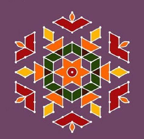 15 Simple Rangoli Designs with Dots – Step By Step for Beginners Dot Rangoli Design, Designer Rangoli, Indian Rangoli Designs, Traditional Rangoli, Design Rangoli, Dot Rangoli, Rangoli Easy, Dots Rangoli, Rangoli Side Designs