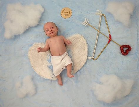 Baby Cupid Photoshoot, Angel Theme, Valentines Day Baby, Baby Boy Photography, Holiday Photos, Baby Photoshoot, Milestones, Baby Photography, Baby Photos