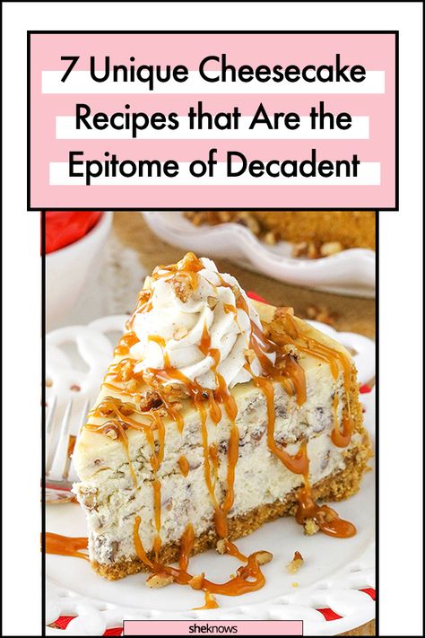 Popular Cheesecake Recipes, Unique Cheesecake Recipes, Caramel Apple Cheesecake Recipes, Churro Cheesecake Bars, Unique Cheesecake, Pecan Cheesecake Recipes, Apple Cheesecake Recipes, Butter Pecan Cheesecake, Pecan Pie Cheesecake Recipe