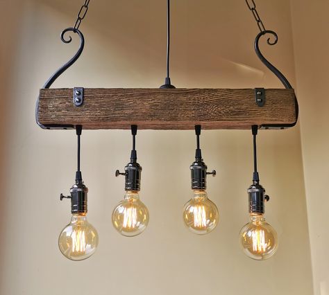 Oak Chandelier, Pergola Lights, Rustic Light Fixture, Wood Chandelier Rustic, Rustic Chandeliers, Light Fixtures Farmhouse, Rustic Kitchen Lighting, Farmhouse Style Lighting, Rustic Light