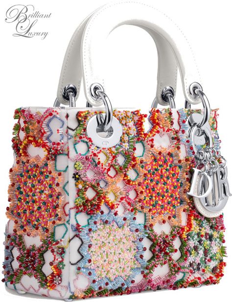 Colorful pearl embroidered Lady Dior bag with charms #brilliantluxury Luxury Bags Collection, Handbag Heaven, Fancy Bags, Dior Handbags, Pretty Bags, Crochet Bags, Beaded Bags, Womens Purses, Stylish Bag