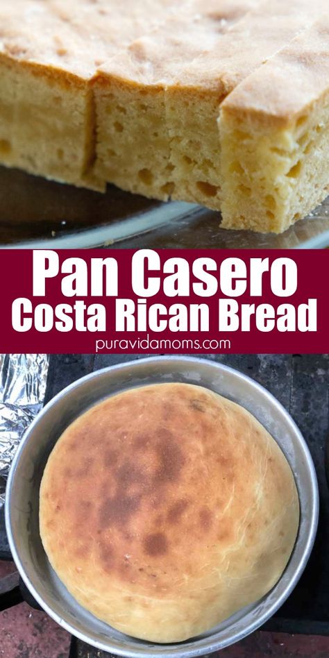 This traditional Costa Rican homemade bread is a white bread made with white flour, sugar, salt, margarine eggs and yeast, this bread is slightly sweet and totally delicious. Latin American food, baking, homemade bread, bread recipe, Central America, Costa Rica Central American Food, Homemade Bread Recipe, Costa Rican Food, Homemade White Bread, Latin American Food, How To Store Bread, Fruit Jam, Delicious Bread, Costa Rican