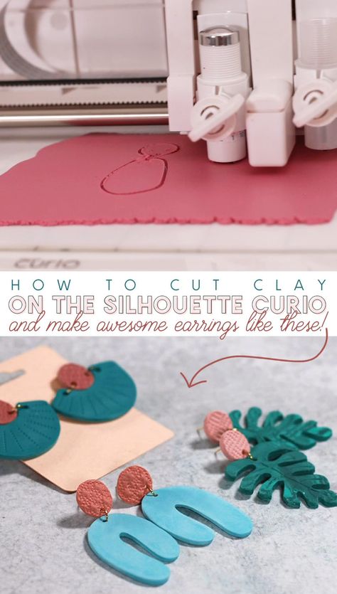 Did you know the Silhouette Curio can cut polymer clay?? It's true! Learn how and make some amazing earrings in the process  #silhouette #claycrafts #clayearrings #polymerclay #silhouettecurio #sculpey #diyearrings How To Make Clay Earrings, Polymer Clay Earrings Diy, Polymer Clay Kunst, Heavy Jewelry, Jewelry Trending, Amazing Earrings, Rajputi Poshak, Silhouette Curio, Fall Vintage