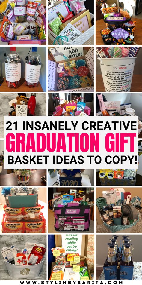 graduation gift baskets High School Graduation Money Gift Ideas, High School Graduation Gift Basket, Graduation Gift Baskets, College Graduation Gift Basket, Graduation Gift Basket Ideas, Cheap Graduation Gifts, Collage Graduation Gifts, Inexpensive Graduation Gifts, High School Senior Gifts