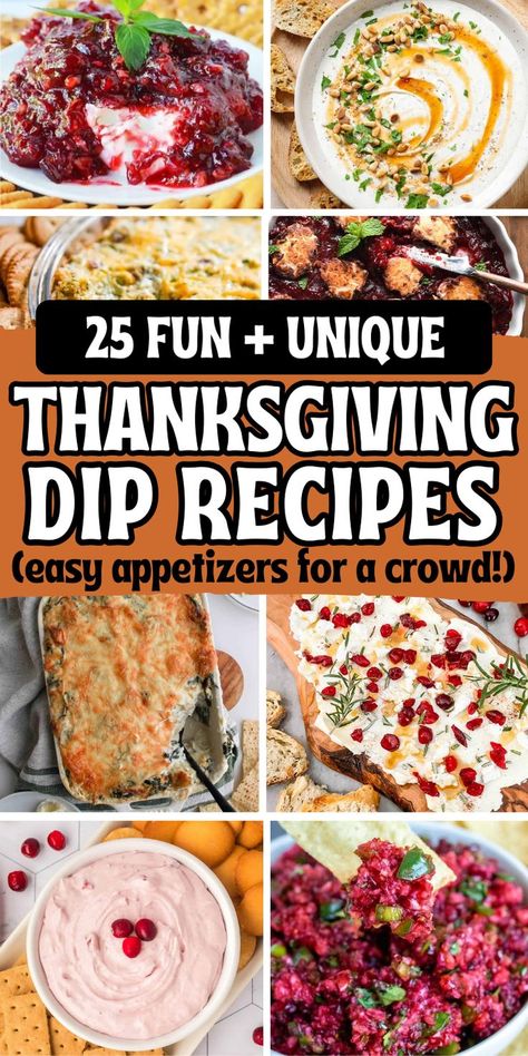 Easy and unique Thanksgiving dip recipes for a crowd, including hot dip and make ahead cold dips for easy potluck appetizers. Cold Thanksgiving Appetizers Ideas, Dips And Appetizers Easy, Dips Thanksgiving, Dips For Thanksgiving, Cold Thanksgiving Appetizers, Fall Dip Recipes, Thanksgiving Dips And Appetizers, Thanksgiving Dip Recipes, Thanksgiving Dips