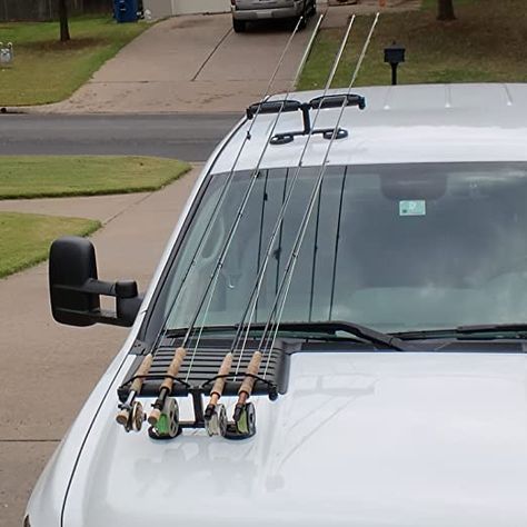 AmazonSmile : Tight Line Enterprises Magnetic Fishing Rod Racks for Vehicle (Truck or SUV) with Ferrous Metal Hood and Roof : Fly Fishing Tools : Sports & Outdoors Fishing Pole Holder Diy, Diy Fishing Pole, Fishing Pole Rack, Hunting Truck, Fishing Pole Holder, Surf Rods, Best Fishing Rods, Fishing Rod Storage, Fishing Rod Rack