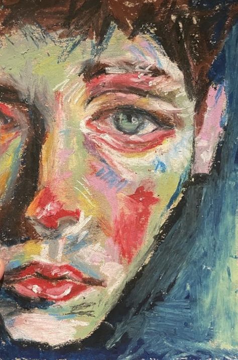 Oil Pastel Art Portrait Faces, Oil Pastel People, Oil Pastel Impressionism, Pastel Face Drawing, Oil Pastel Art Face, Oil Pastel Face Portraits, Oil Pastel Face, Oil Pastel Art Portrait, Female Zoro