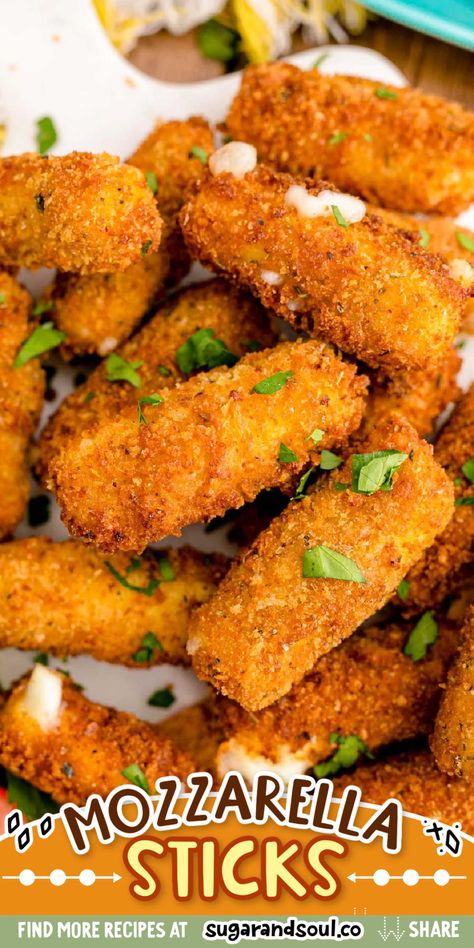 Crispy breading, gooey cheese, and deliciously golden brown- all the important parts of the BEST Mozzarella Sticks, all of which you'll find right here with this homemade mozzarella sticks recipe! This easy-to-make recipe will replace your favorite store-bought version, guaranteed! Fried Cheese Sticks Mozzarella, Motzerella Sticks Easy Recipes, Monzerrela Sticks Recipe, Mozarella Sticks Recipes, Mozzerella Stick Recipe, Motzerrela Sticks, Motzerella Sticks, Homemade Fried Mozzarella, String Cheese Mozzarella Sticks