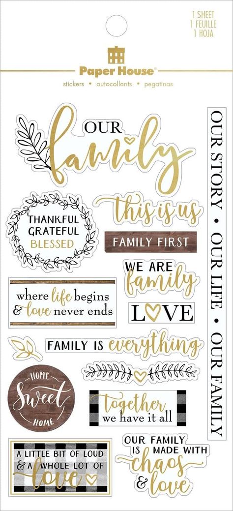 PRICES MAY VARY. We’re thankful each day for our loved ones. Treasure memories in your scrapbooking projects, and honor your blessings with these clear family stickers. Description - 4 x 7 inch clear sticker sheet, acid and lignin free, high quality offset printing. Includes beautiful foil elements integrated throughout, low profile stickers add decoration without adding thickness. Photo Album Stickers Printable, Scrapbook Stickers Printable Family, Cute Family Stickers Printable, Family Scrapbook Quotes, Family Quotes Stickers, Things To Print For Scrapbook, Vintage Stickers Printables Scrapbooking, Clear Stickers Printable, Family Stickers Scrapbook