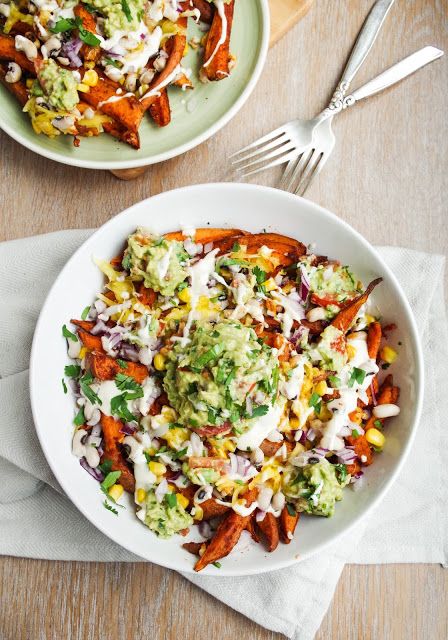 Loaded Sweet Potato Fries, Vegan Sweet Potato Recipes, Loaded Baked Sweet Potato, Vegan Food Truck, Baked Sweet Potato Fries, Sweet Potato Recipes Fries, Sweet Potato Nachos, Keto Calculator, Loaded Sweet Potato