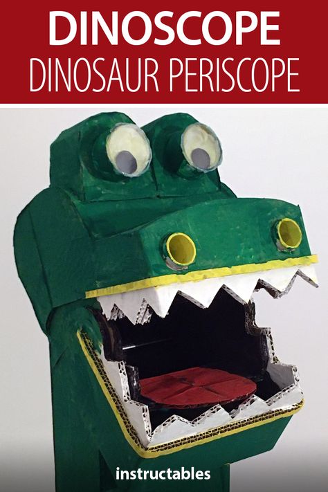 DinoScope, the cardboard dinosaur periscope by Hey Jude, is a fun project for kids. #Instructables #upcycle #activity #children #reuse Periscope Design, Periscope Diy, Cardboard Dinosaur, Cardboard Design, Fun Projects For Kids, Hey Jude, Project For Kids, Cocktail Sticks, Diy Cardboard