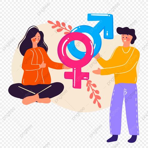 Gender Equality Art, Gender Sensitization, Red Symbol, Gender Equity, Pink Cartoon, Graphic Shapes Design, Summer Banner, Human Sexuality, Celebration Background