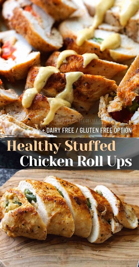 Healthy Stuffed Chicken Breast Recipes, Steakhouse Burgers, Stuffed Chicken Roll, Healthy Stuffed Chicken Breast, Healthy Stuffed Chicken, Unprocessed Recipes, Rolled Chicken Breast, Baked Stuffed Chicken, Chicken Cutlet Recipes