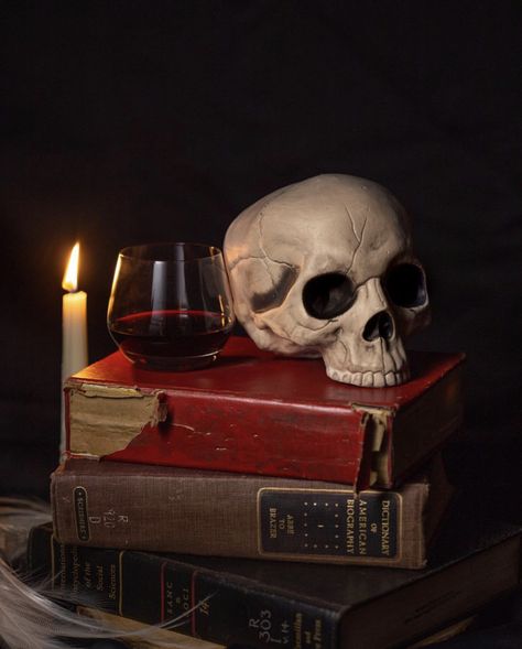 Vanitas Memento Mori, Creepy Still Life Photography, Still Life Photography Skull, Still Life Dark Background, Gothic Still Life Photography, Animal Skull Still Life, Goth Still Life, Witchy Still Life, Still Life With Skull