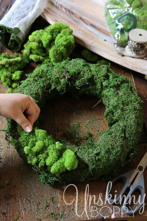 Moss Ideas, Making A Wreath, Diy Reindeer, Homemade Christmas Wreaths, Reindeer Wreath, Handmade Christmas Wreaths, Moss Wreath, Moss Decor, Reindeer Moss