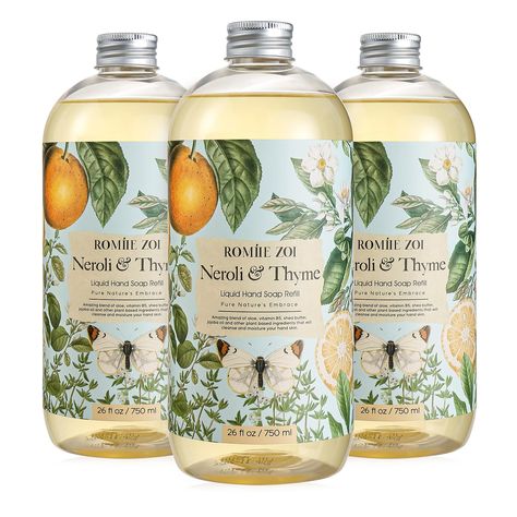 PRICES MAY VARY. Elegant Neroli & Thyme Fragrance: Elevate your hand-washing experience with the sophisticated and aromatic blend of neroli and thyme, creating a luxurious and refreshing atmosphere. Effective Cleansing: Our liquid hand soap offers powerful cleansing action, effectively removing dirt from your hands. Nourishing Moisture: Enriched with Jojoba Oil and Vitamin B5, our hand soap ensures your hands stay soft and nourished to your hand washing routine. Gentle on Skin: Formulated with c Hand Soap Packaging, Fruit Pop, Fruit Pops, Stay Soft, Soap Labels, Liquid Hand Soap, Soap Packaging, Vitamin B5, Bath Bomb