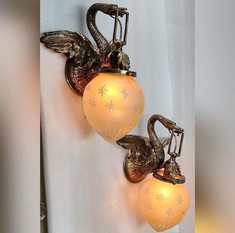 Illuminate your space with this exquisite pair of Vintage Style Handcraft Brass Swan Wall Sconces 🦢✨ Perfect for adding a touch of Art Nouveau charm to your home decor. #VintageLamp #BrassFixture #NauticalStyle #HomeDecor #WallSconces https://ebay.us/U1ODUN Fireplace Sconces, Fixture Brass, Art Nouveau Lighting, Hanging Light Lamp, Light Picture Wall, Wall Sconces Living Room, Brass Swan, Vintage Fireplace, Old Lamps